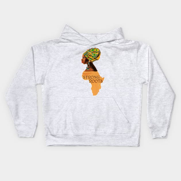 Strong Roots Africa Map Kids Hoodie by johnnie2749